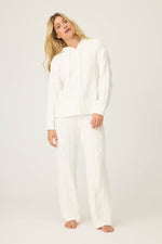 The “Ivory” Chenille Cable Knit Ivory Hoodie by PJ Salvage
