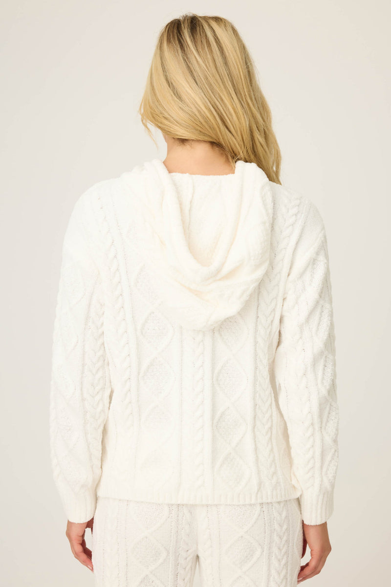 The “Ivory” Chenille Cable Knit Ivory Hoodie by PJ Salvage
