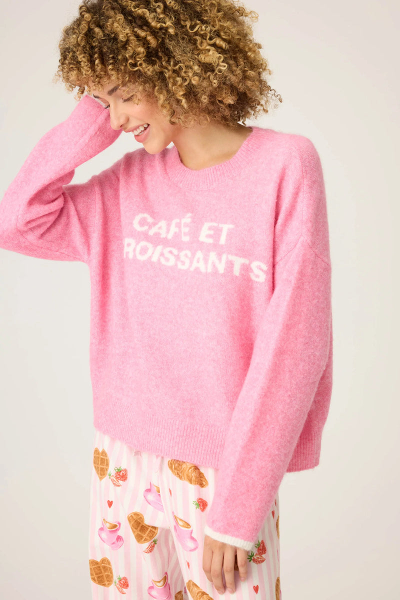 The "Cafe Et Croissants" Snuggle Sweater by PJ Salvage