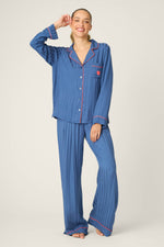 The “La Rose” Sateen Stripe PJ Set by PJ Salvage
