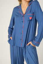 The “La Rose” Sateen Stripe PJ Set by PJ Salvage