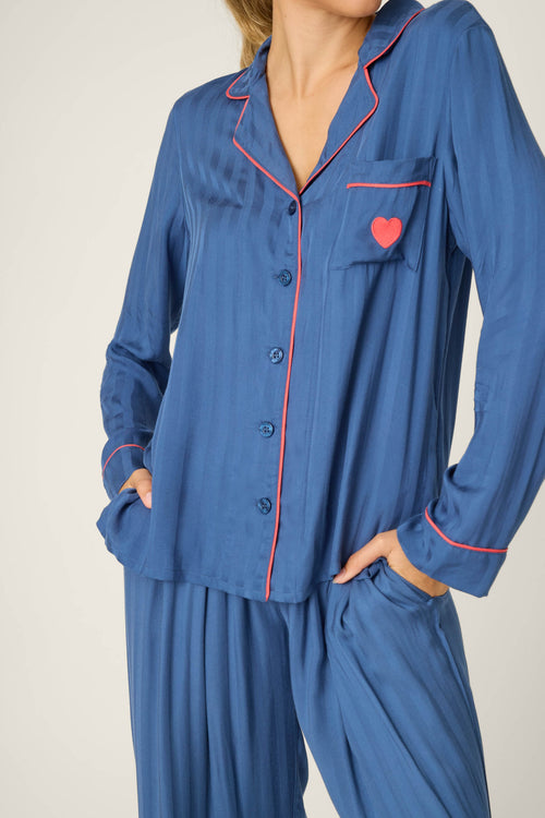 The “La Rose” Sateen Stripe PJ Set by PJ Salvage