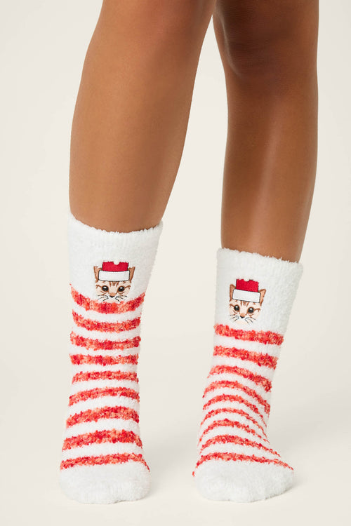 The “Festive Kitty” Cozy Socks by PJ Salvage
