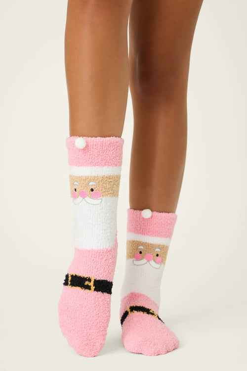 The "Jolly Pink Santa" Cozy Socks by PJ Salvage