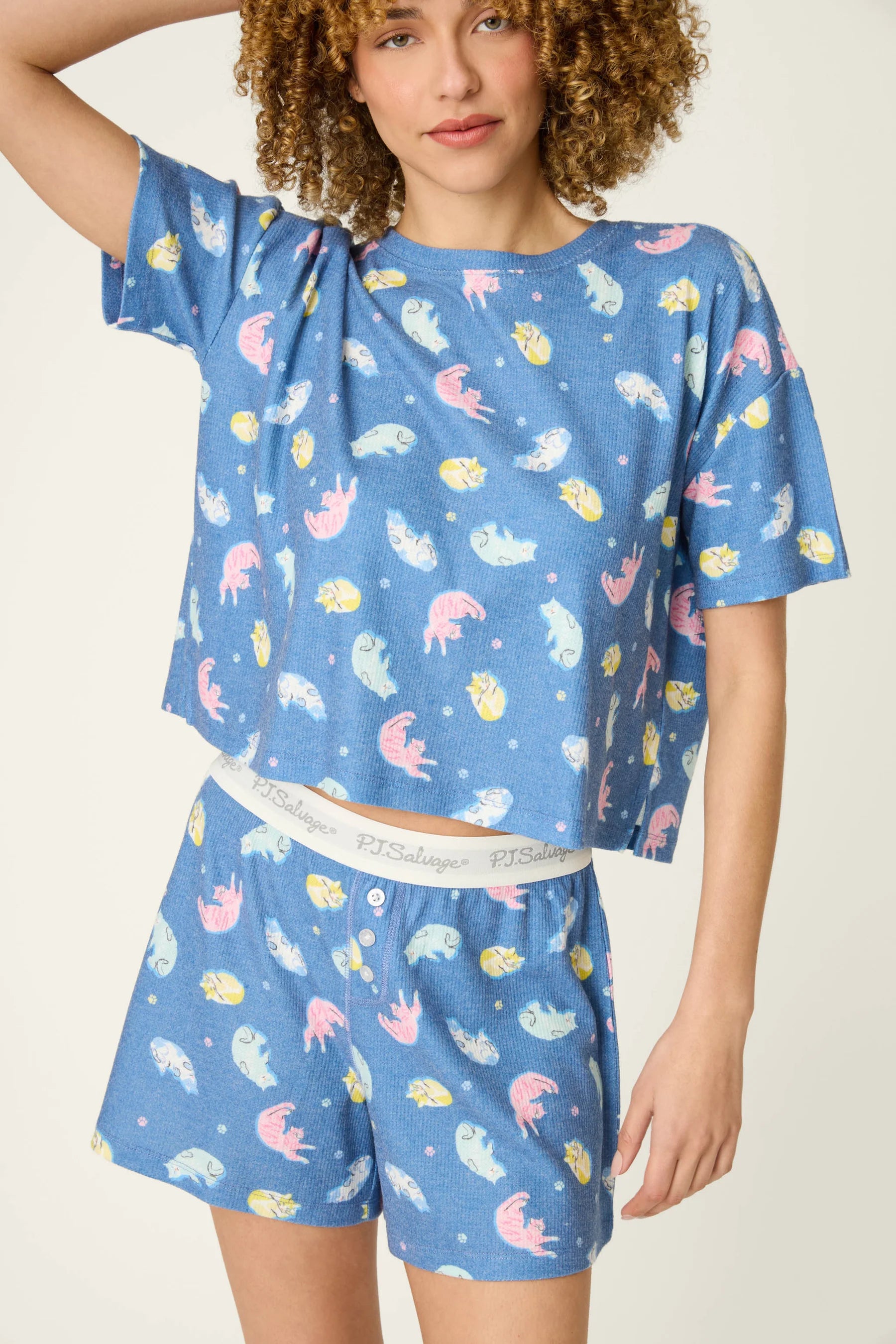 The "Cat Nap" Boyfriend Boxer Set by PJ Salvage