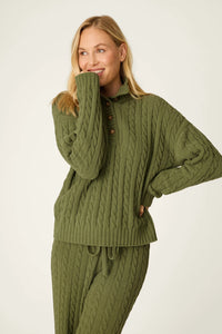 The "Olivine" Cozy Chenille Cable Knit Pullover by PJ Salvage