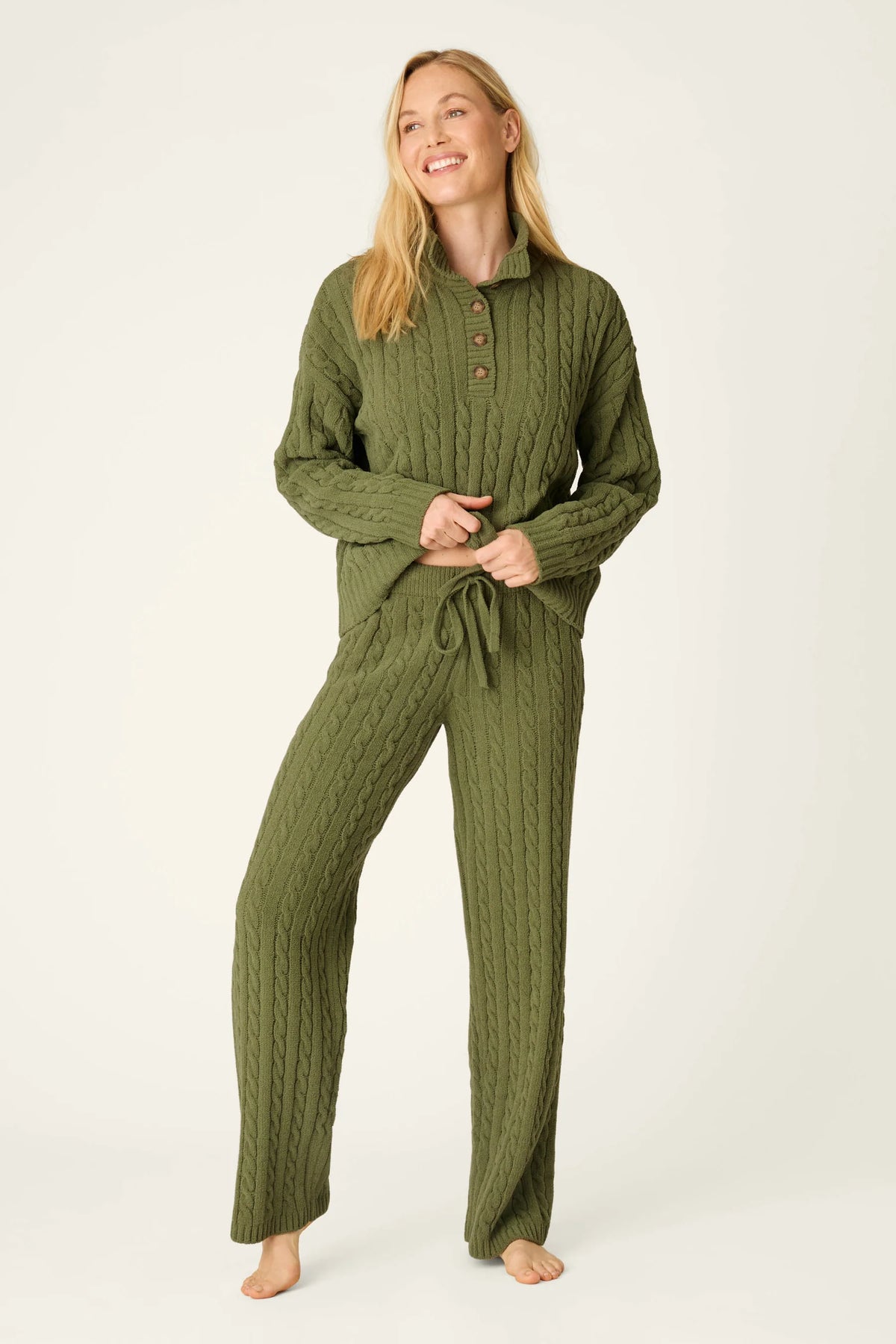 The "Olivine" Cozy Chenille Cable Knit Pullover by PJ Salvage