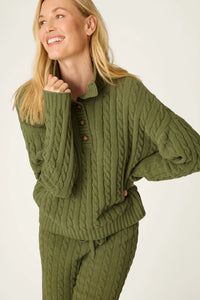 The "Olivine" Cozy Chenille Cable Knit Pullover by PJ Salvage