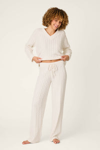 The "Ivory" Cozy Chenille Cable Knit Pant by PJ Salvage