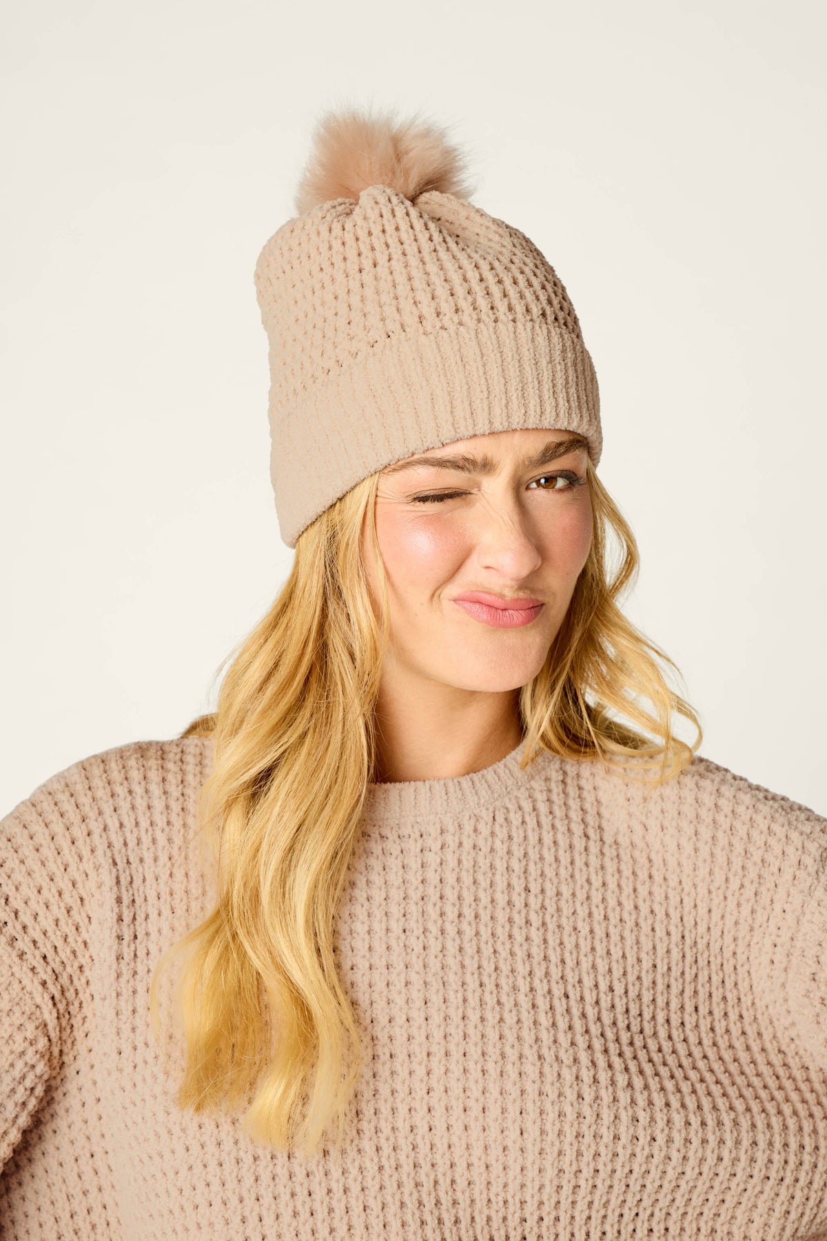 The Cozy Chenille Waffle Beanie by PJ Salvage