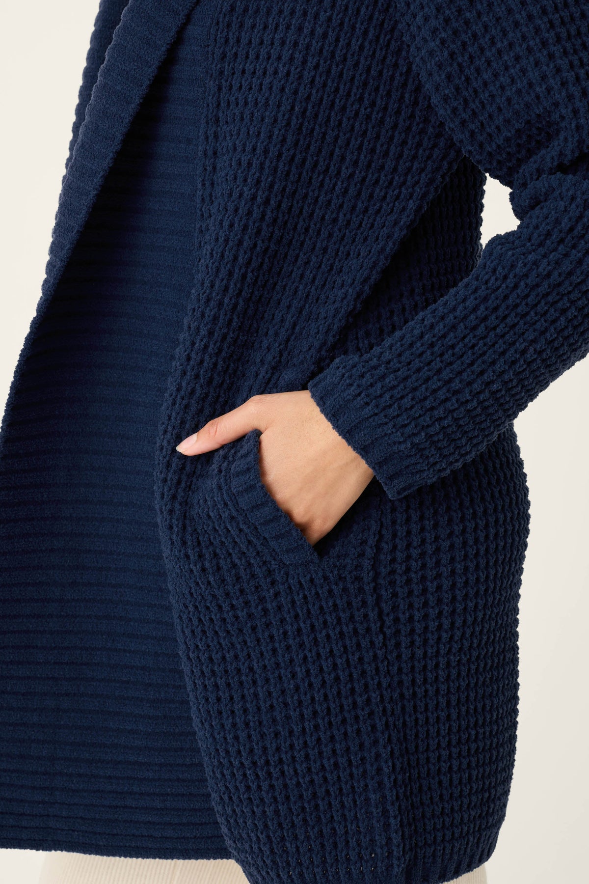 The "Deep Navy" Cozy Chenille Waffle Cardigan by PJ Salvage