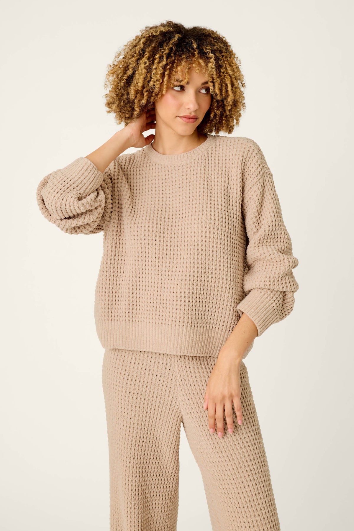 The "Cozy Chenille Waffle Sweater" by PJ Salvage