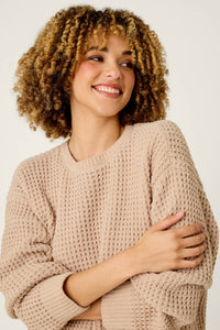 The "Cozy Chenille Waffle Sweater" by PJ Salvage