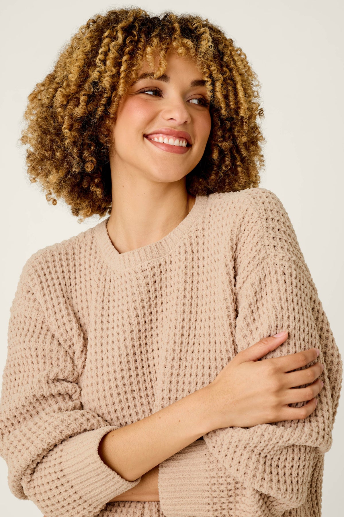 The "Cozy Chenille Waffle Sweater" by PJ Salvage