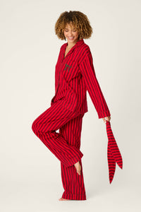 The "Bow Icon" 3-Piece Flannel Pajama Set by PJ Salvage