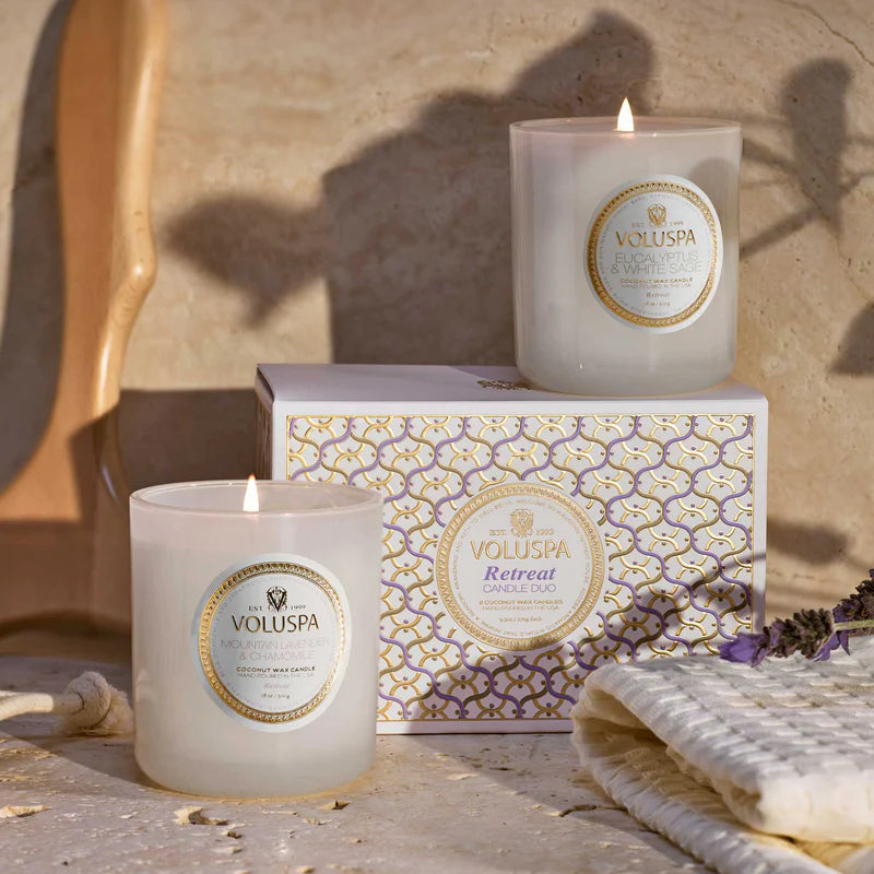 The "Retreat Classic Candle Duo" by Voluspa