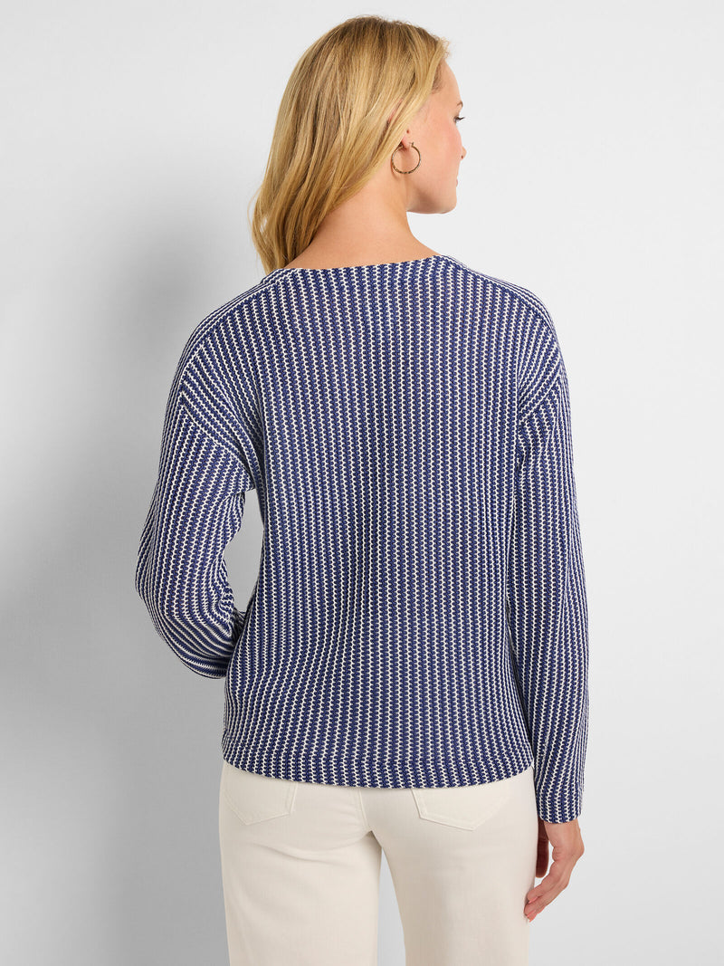 The "Zig Zag Blues Knit Top" by Nic+Zoe