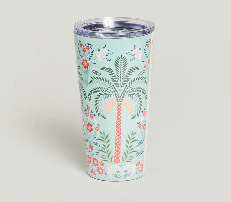 The "Alljoy Landing Palm Tree" Stainless Steel Tumbler by Spartina 449