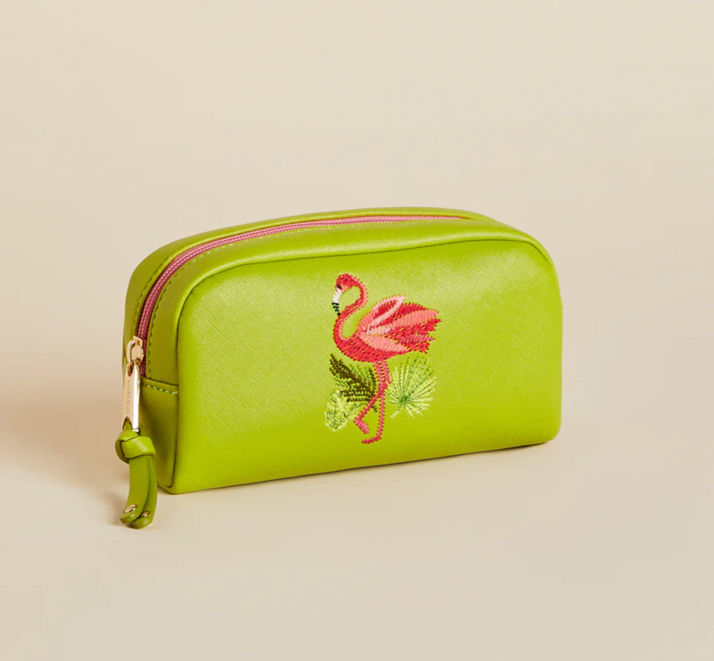 The "Green Flamingo" Vinyl Cosmetic Bag by Spartina 449