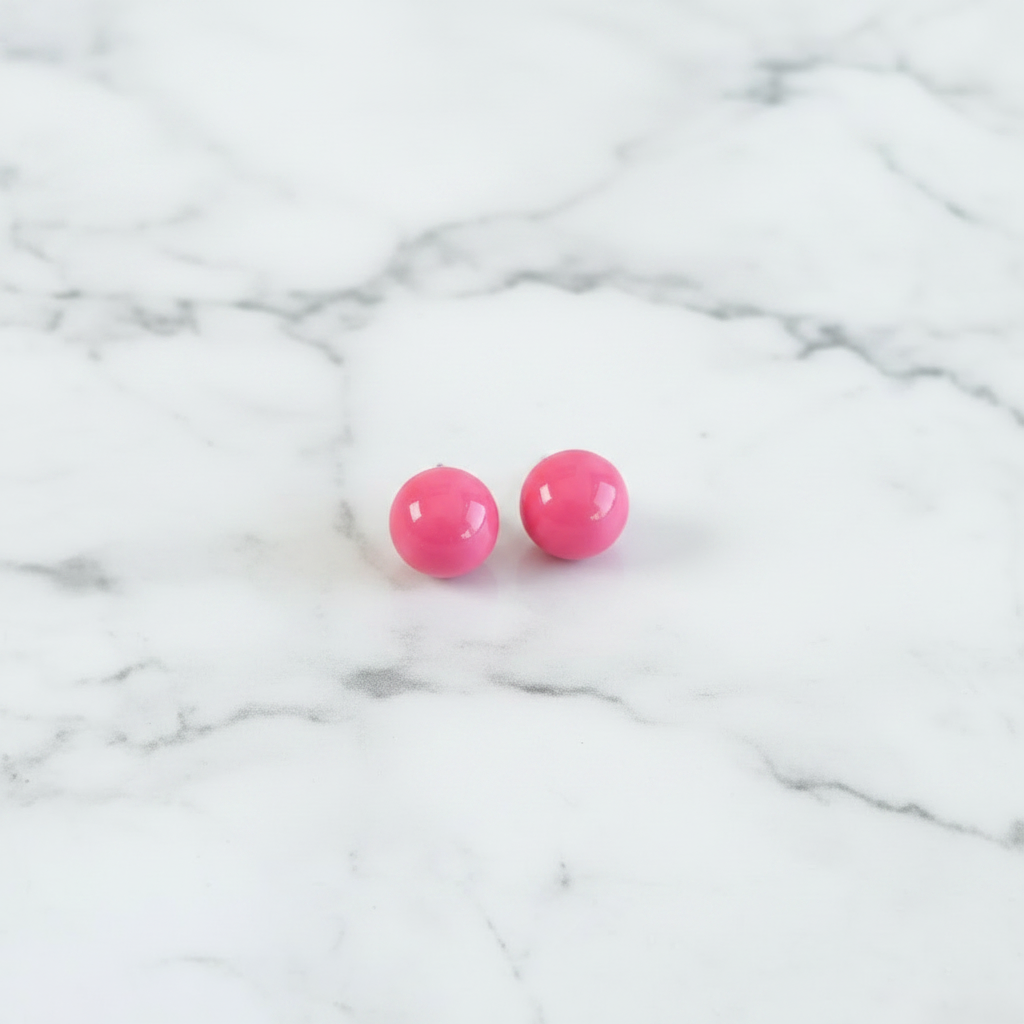 The "Pink Button Drop" Earrings