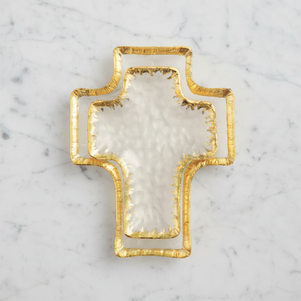 The "Gold Edge Cross" Tidbit Tray Set
