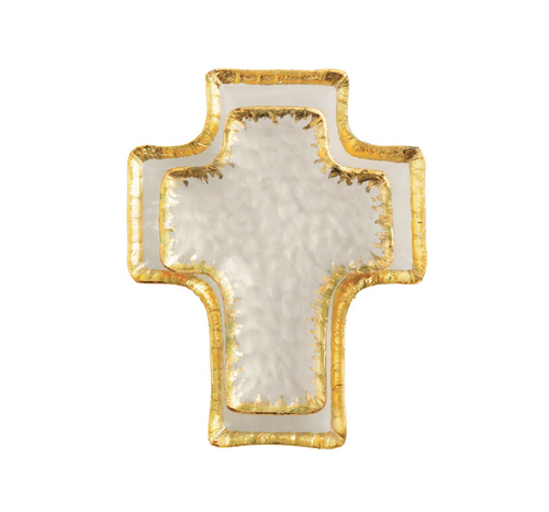 The "Gold Edge Cross" Tidbit Tray Set