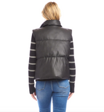 The "Faux Leather" Asymmetrical Quilted Puffer Vest
