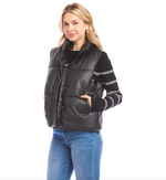 The "Faux Leather" Asymmetrical Quilted Puffer Vest