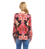 The "Rosey Rebel" Long Sleeve Shirred Blouse