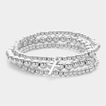 The "Silver Stacked Cross" Bracelet Set