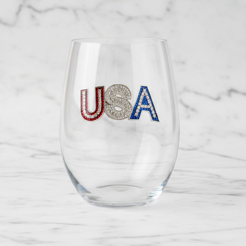 The "USA" Stemless Wineglass