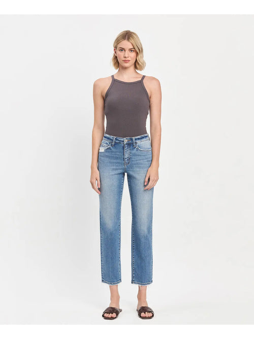 The "Lauren" High Rise Tapered Straight Jeans by Flying Monkey