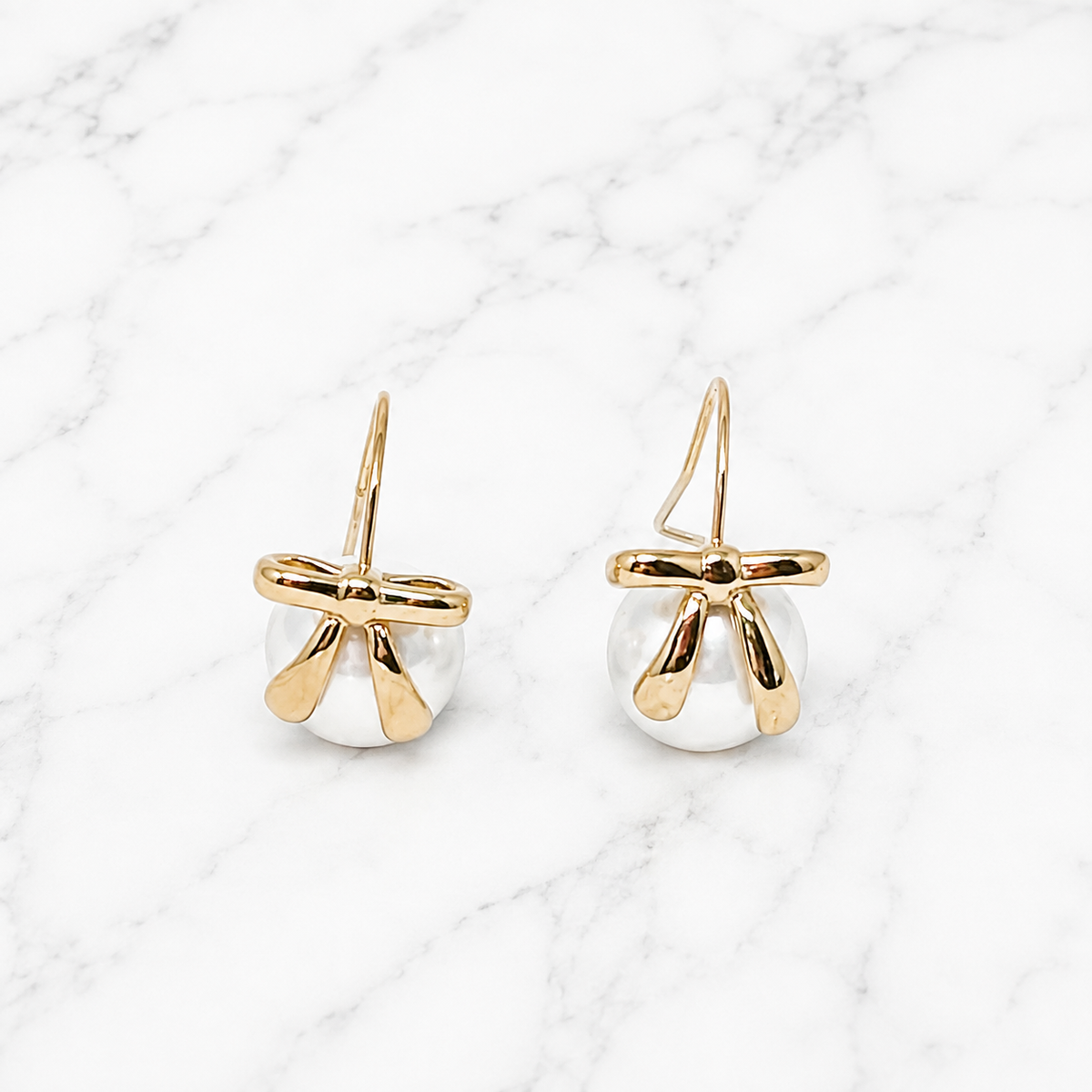 The "Pearl Bow" Drop Earrings
