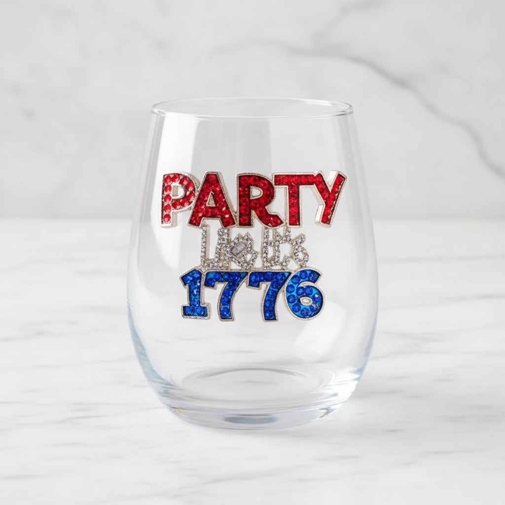 The "Party Like It's 1776" Stemless Wine Glass