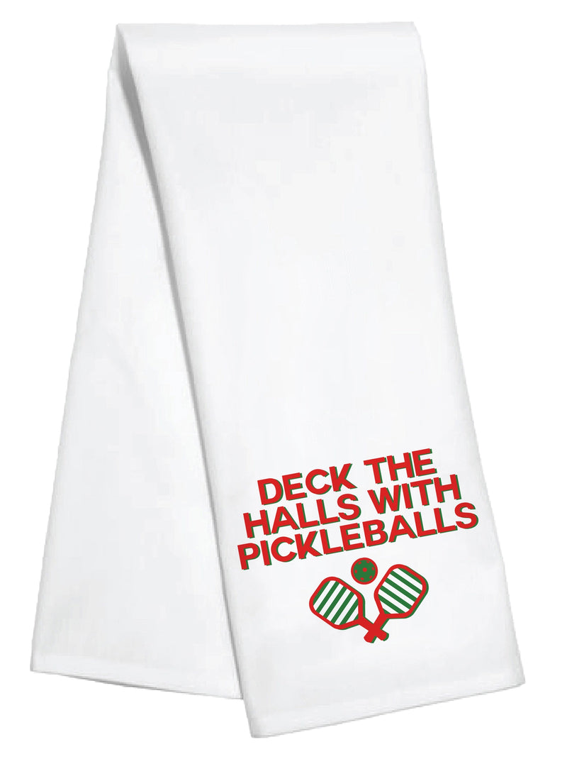 The "Deck the Halls with Pickleballs" Kitchen Towel