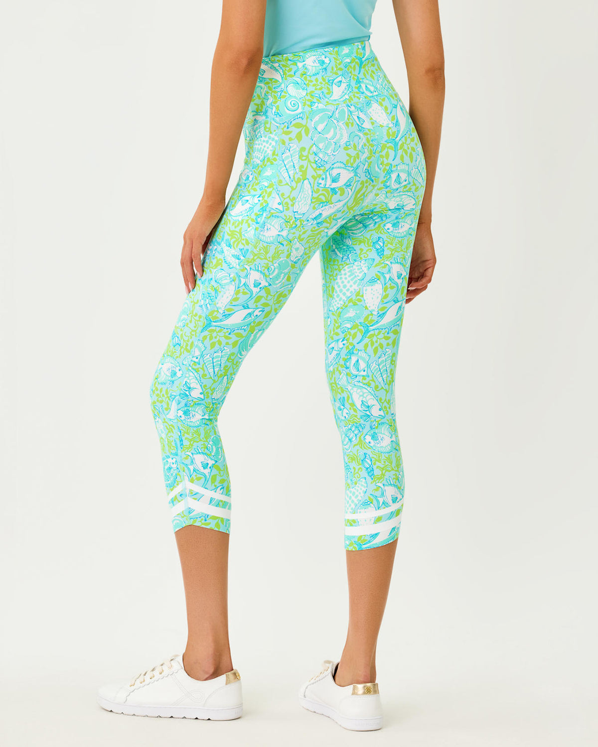 The "Throw Me a Line" UPF 50+ Luxletic 21" Weekender High Rise Crop Legging by Lilly Pulitzer