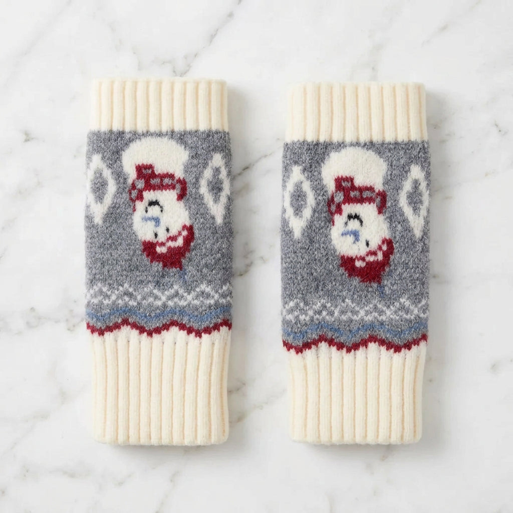 The "Snowmen" Fingerless Gloves