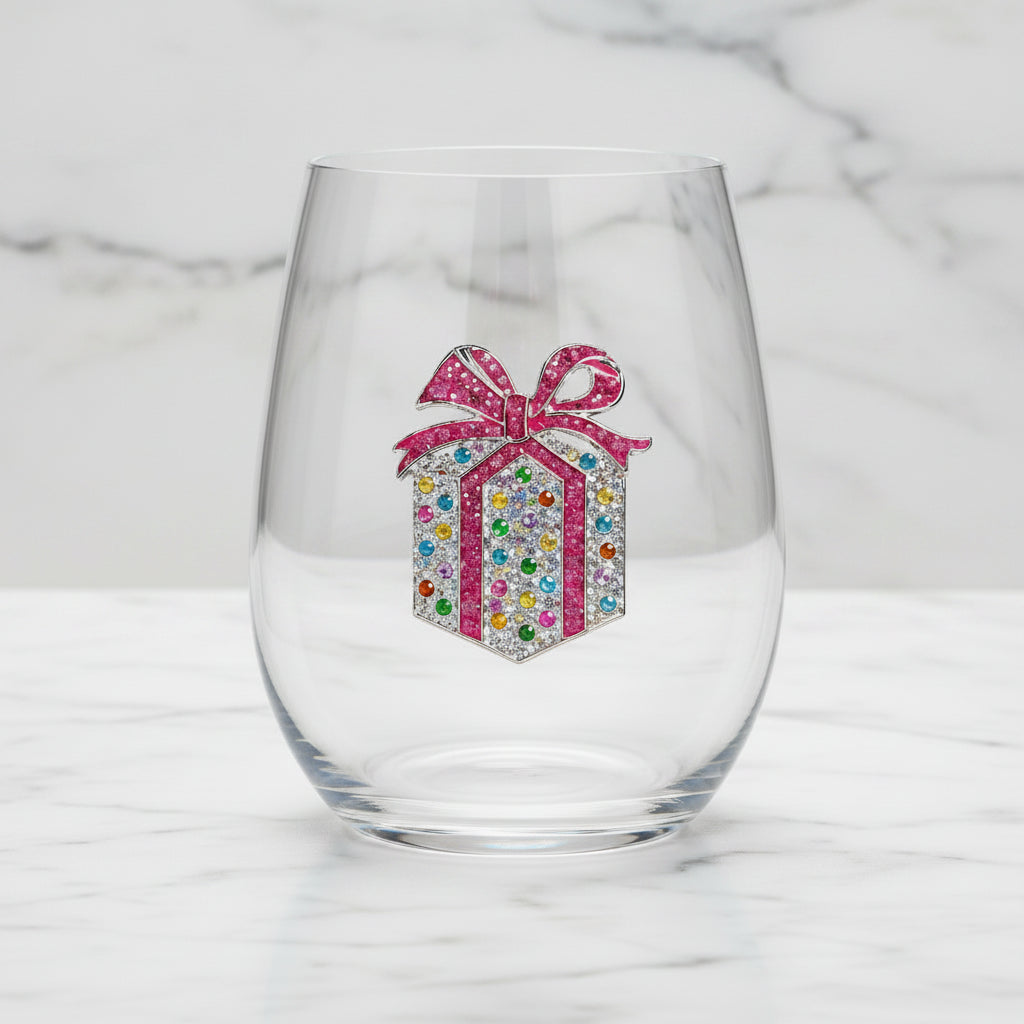 The "Birthday Present" Stemless Wine Glass