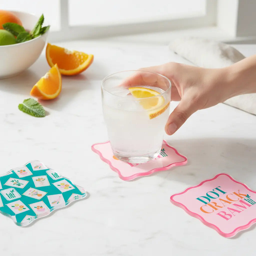 The "It's Mahj Time" Acrylic Coaster Set