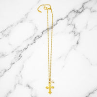 The "Fleur Cross & Pearl" Necklace