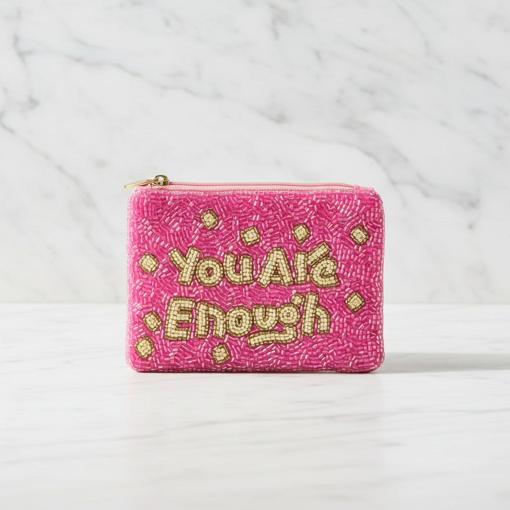 The "You Are Enough" Beaded Pouch
