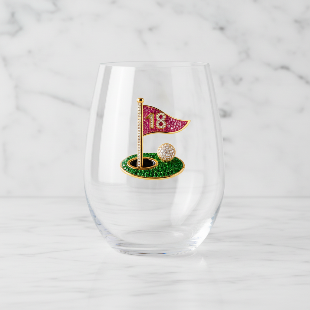 The "18th Hole" Stemless Wine Glass