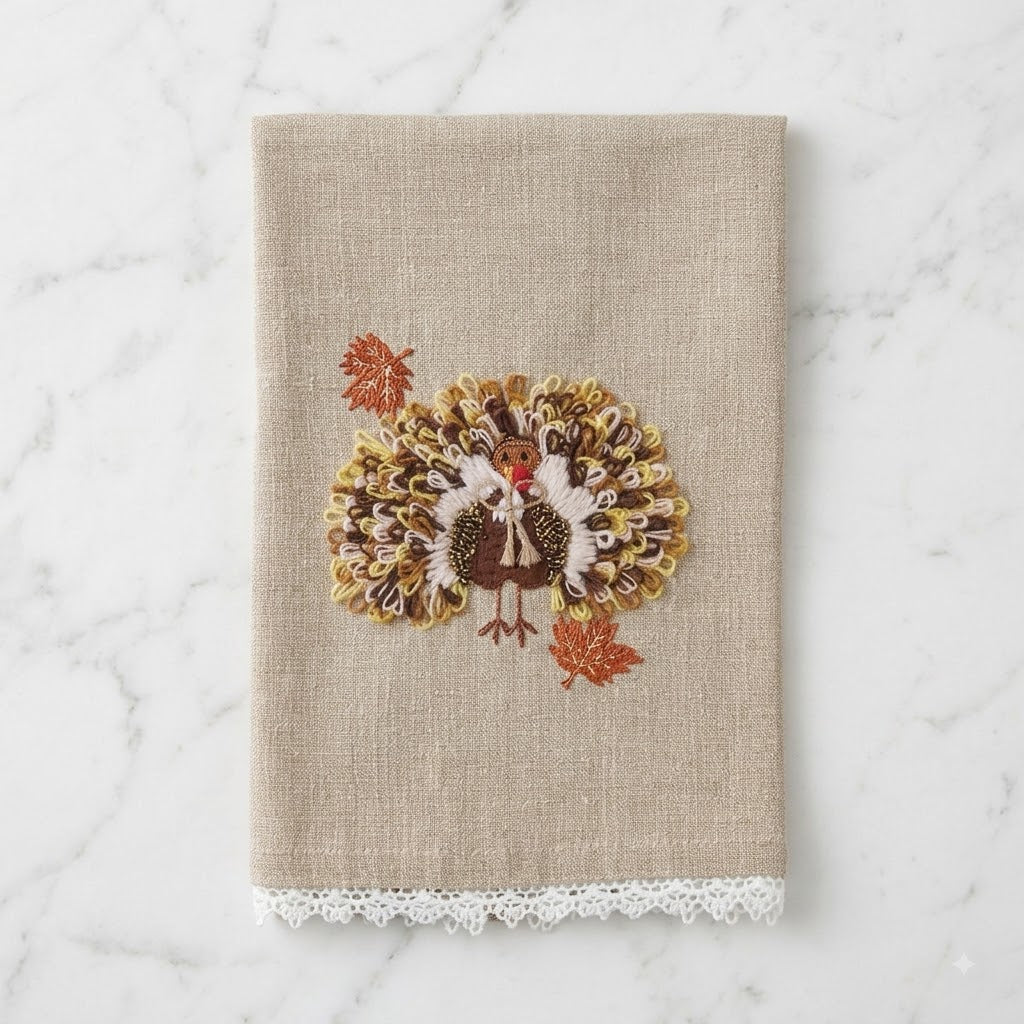 The "Fall" Embroidered Decorative Towel