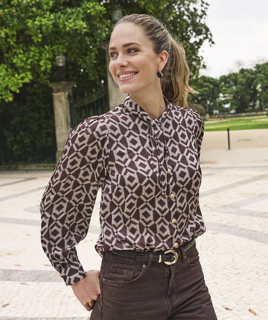 The "Warm Cacao" Bow Blouse