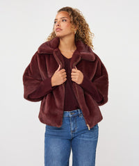 The "Merlot" Faux Fur Coat