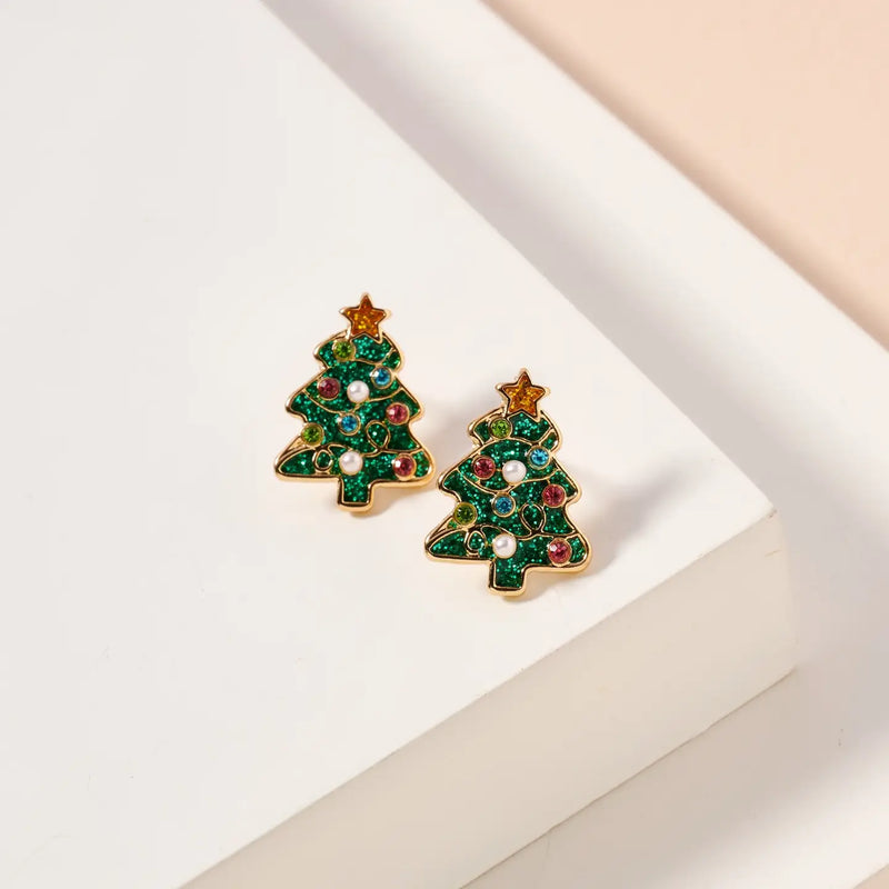 The "Enamel Christmas Tree" Earrings