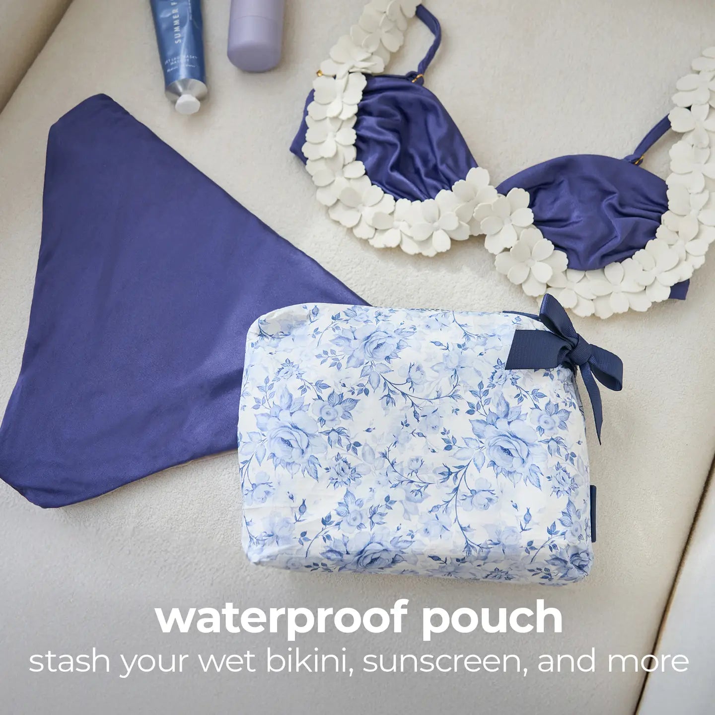 The "Navy Floral" Waterproof Pouch