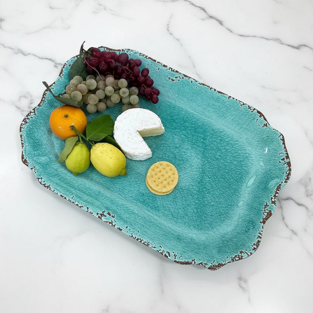 The "Turquoise Crackle" 20" Melamine Platter