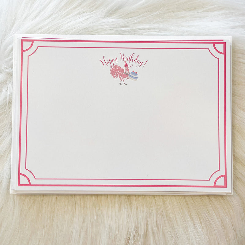 The "Pretty Pink Rooster" Birthday Cards