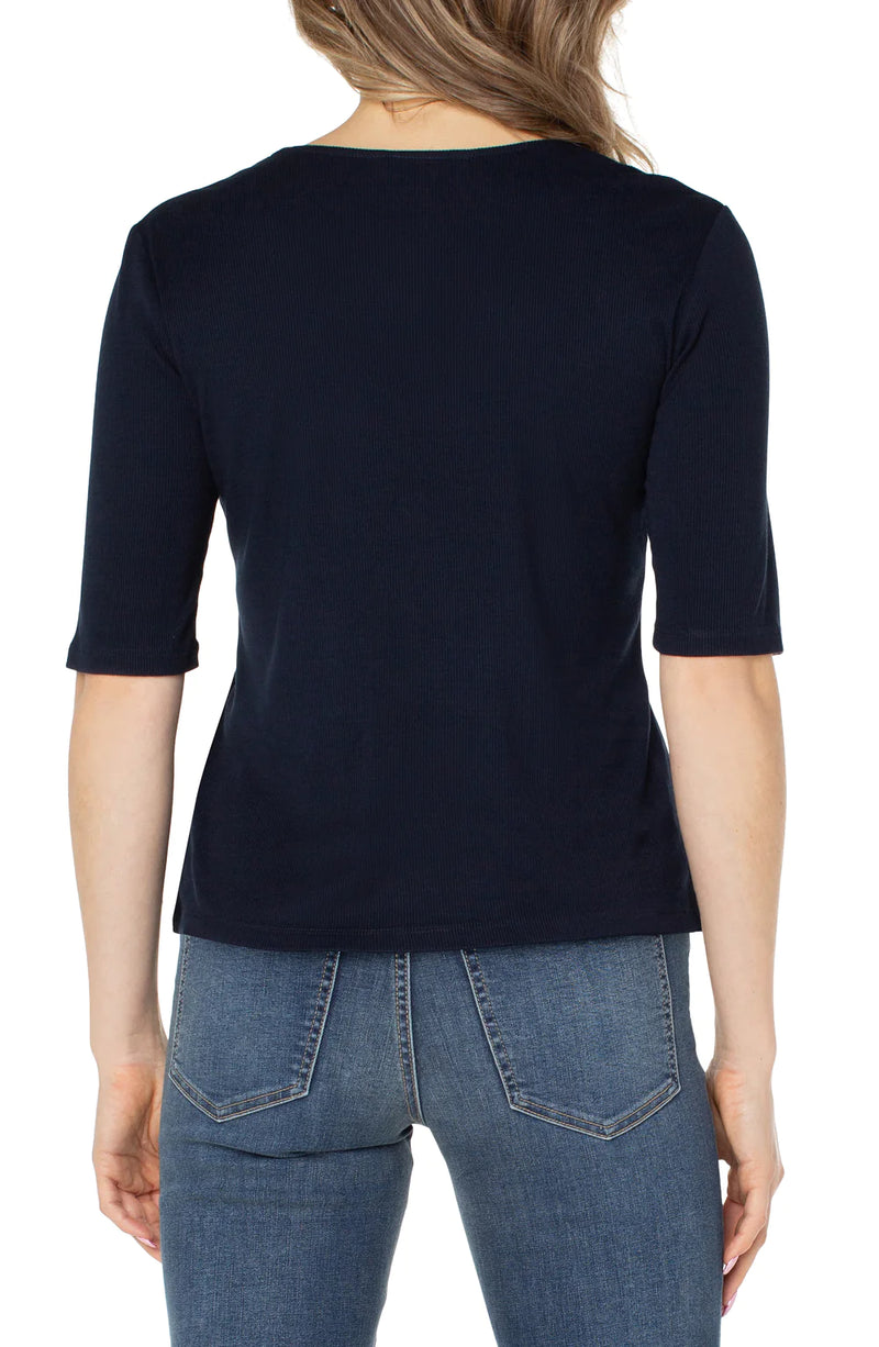 The "Navy V Neck" Top by Liverpool